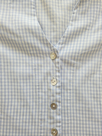 Blue checkered cotton shirt - S/M