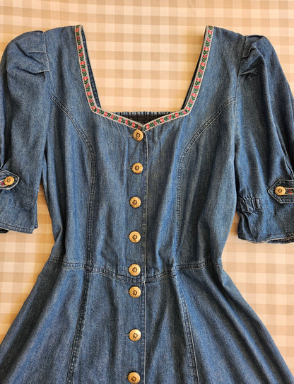 Robe longue cottagecore vintage 100% coton - L
