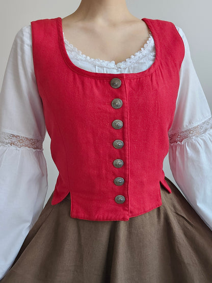 Vintage Red Wool Top/Vest - L